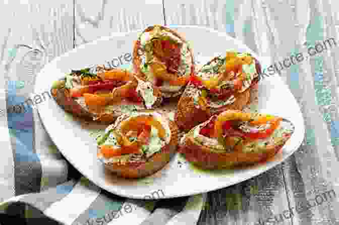 A Plate Of Roasted Red Pepper And Goat Cheese Bruschetta Vegetarian Heartland: Recipes For Life S Adventures