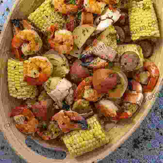 A Vibrant Low Country Shrimp Boil Featuring An Array Of Fresh Seafood And Vegetables Savory Meat Pies Pastries: Main Dish Dinner Meals (Southern Cooking Recipes)